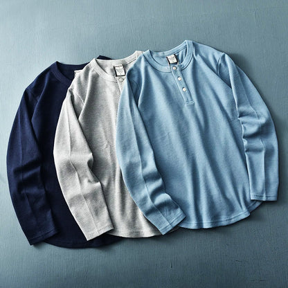 T-shirt henley à manches longues pour homme