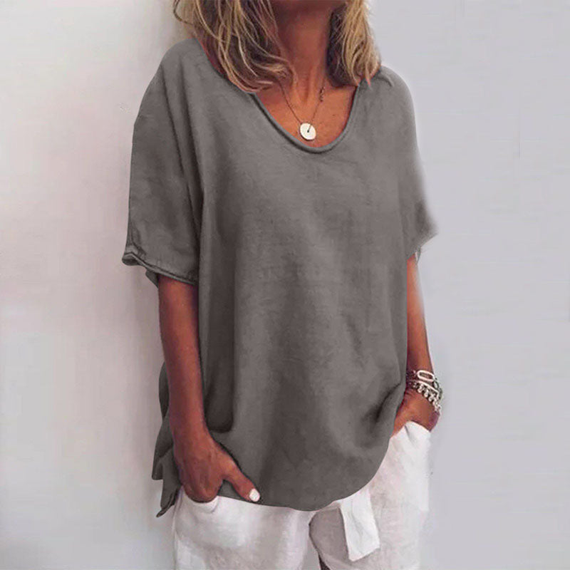 T-shirt oversize à col en V femme