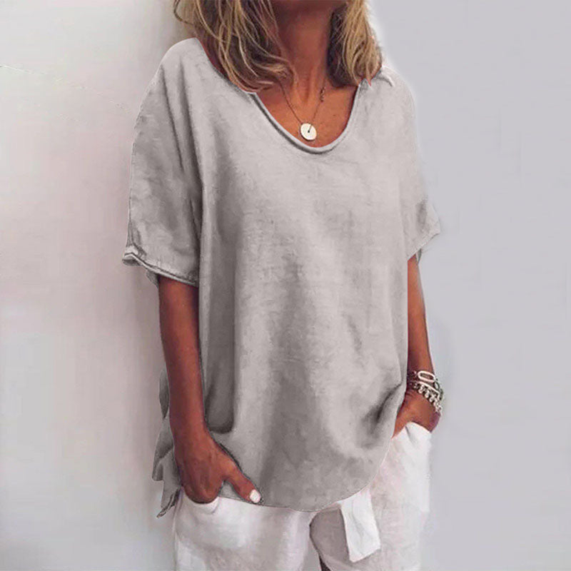 T-shirt oversize à col en V femme