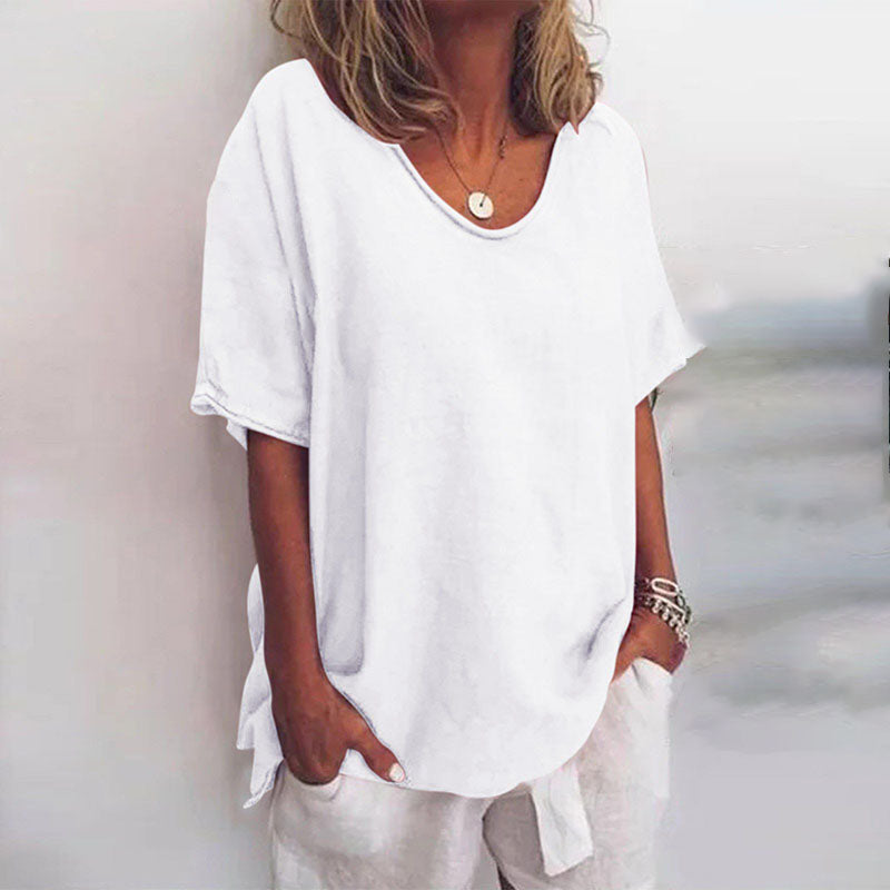 T-shirt oversize à col en V femme