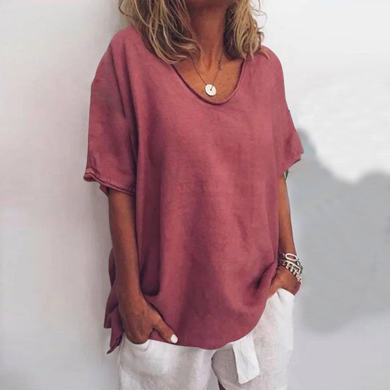 T-shirt oversize à col en V femme