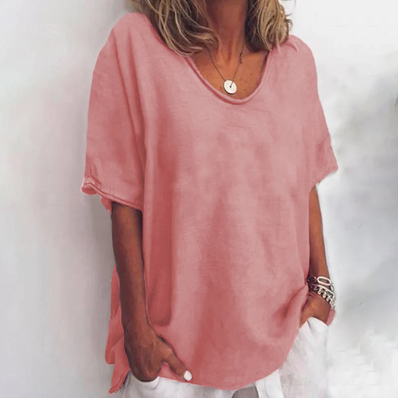 T-shirt oversize à col en V femme
