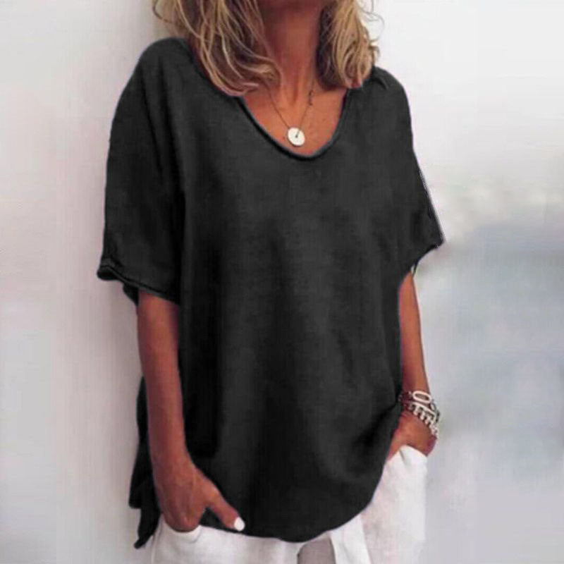 T-shirt oversize à col en V femme