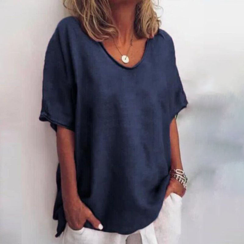 T-shirt oversize à col en V femme