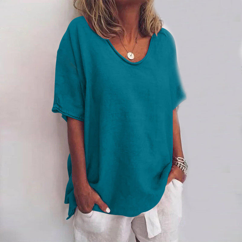 T-shirt oversize à col en V femme
