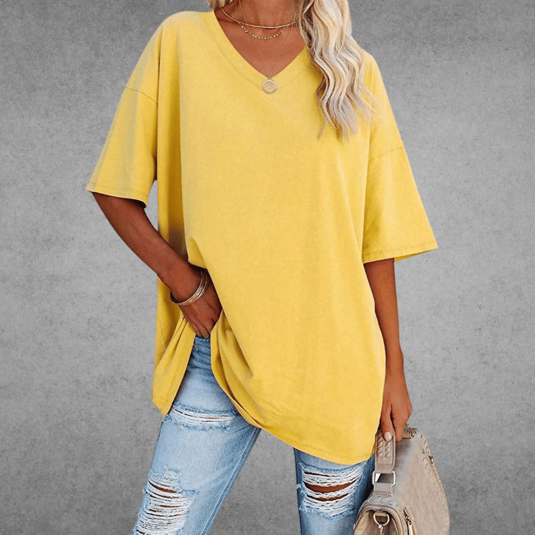 T-shirt oversize à col en V pour femme