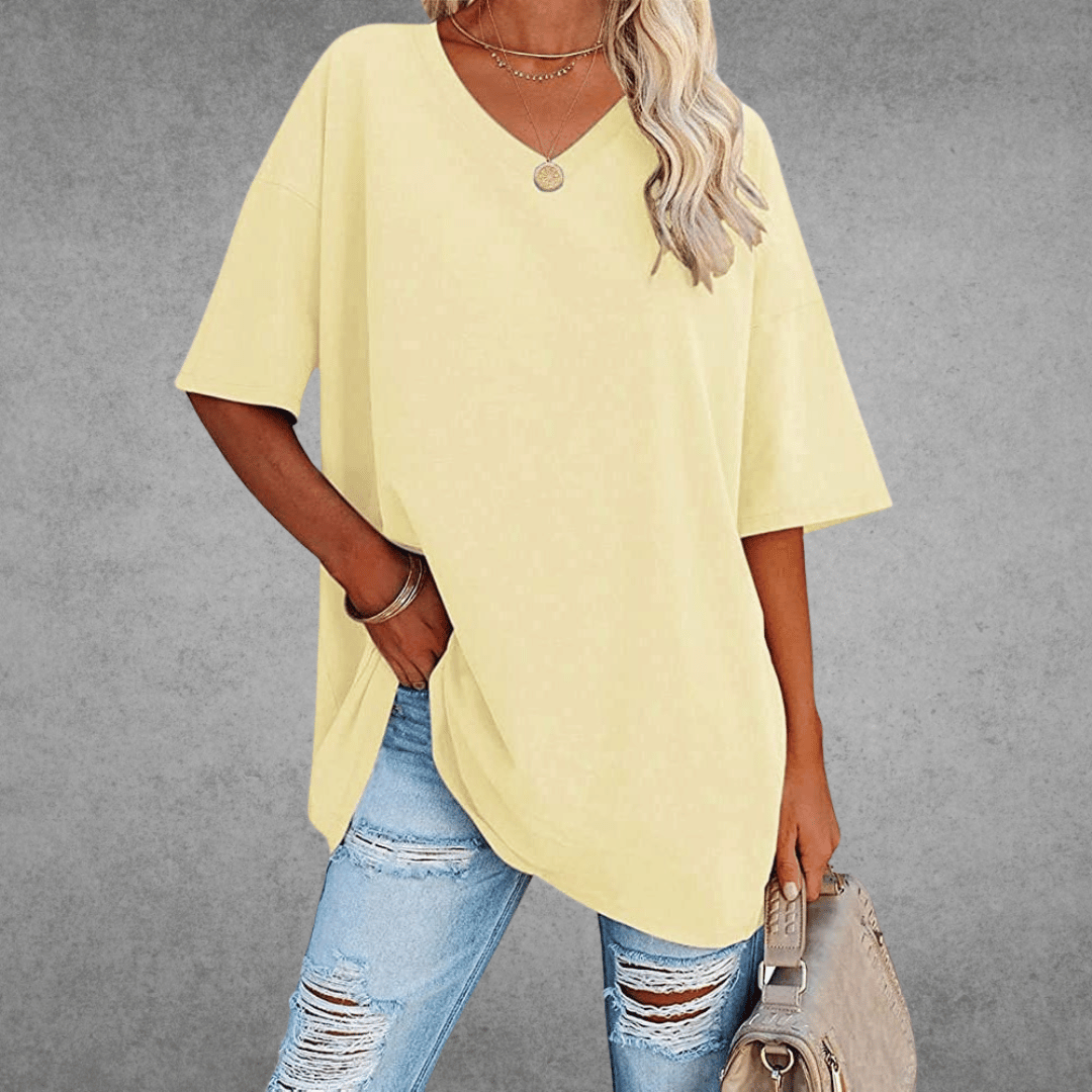 T-shirt oversize à col en V pour femme