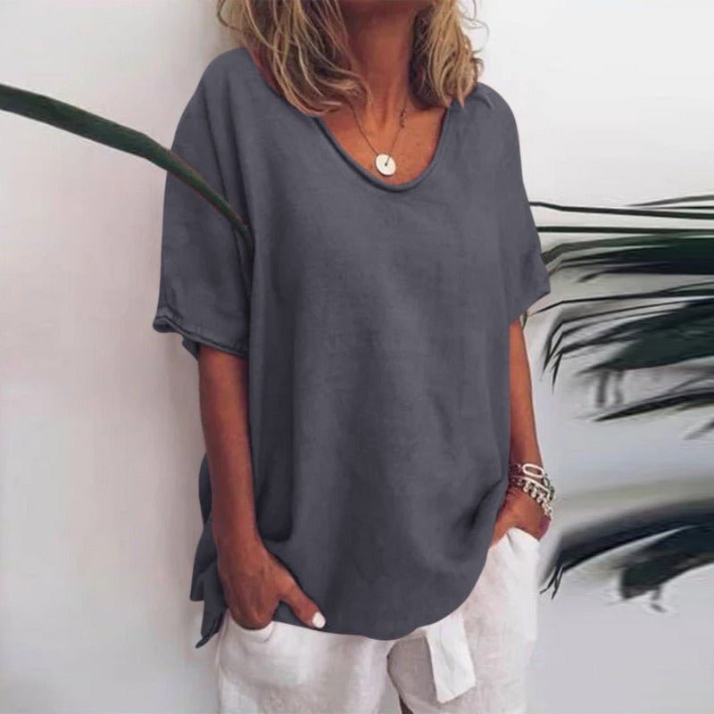 T-shirt oversize à col V femme