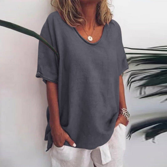T-shirt oversize à col V femme