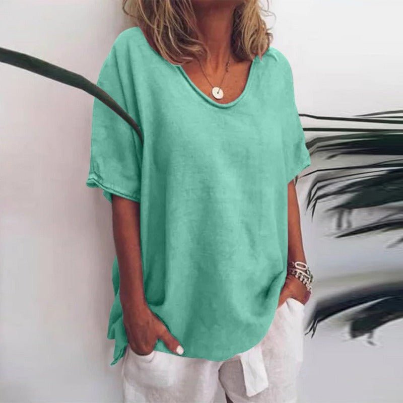 T-shirt oversize à col V femme
