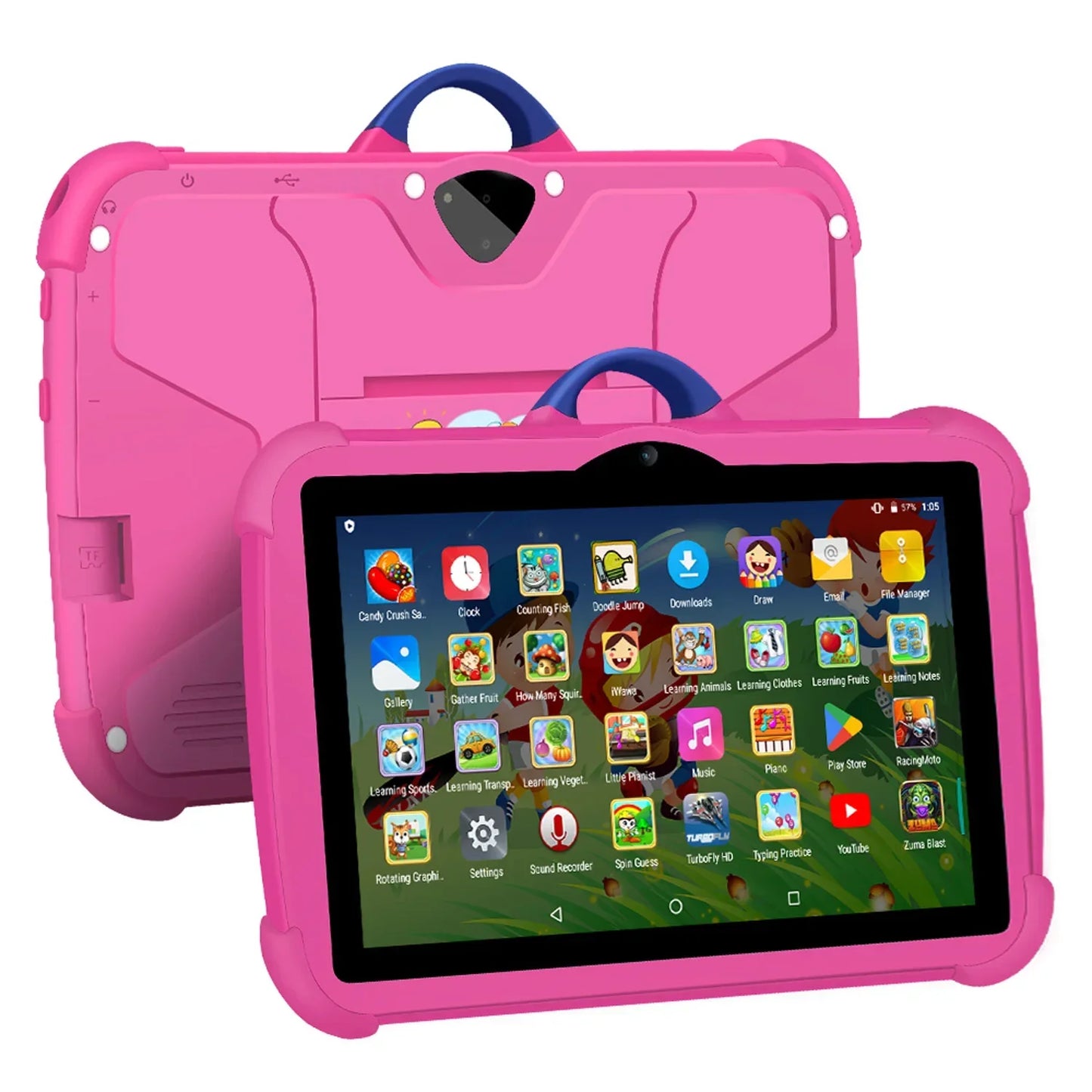 Tablette pour enfants 7 pouces | motif dessin animé | 64 Go de stockage