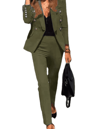 Tailleur pantalon femme deux pièces à double boutonnage