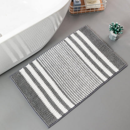 Tapis de bain en chenille rayé à maille galet
