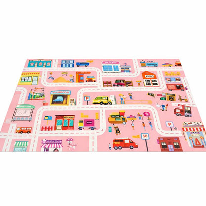 Tapis de jeu en flanelle à motif de routes urbaines pour chambre d'enfant