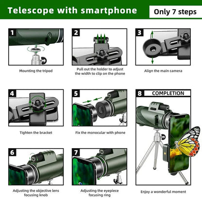 Télescope monoculaire 80x100 HD à zoom: puissant et portable pour la chasse, le camping et l’exploration en voyage en plein air