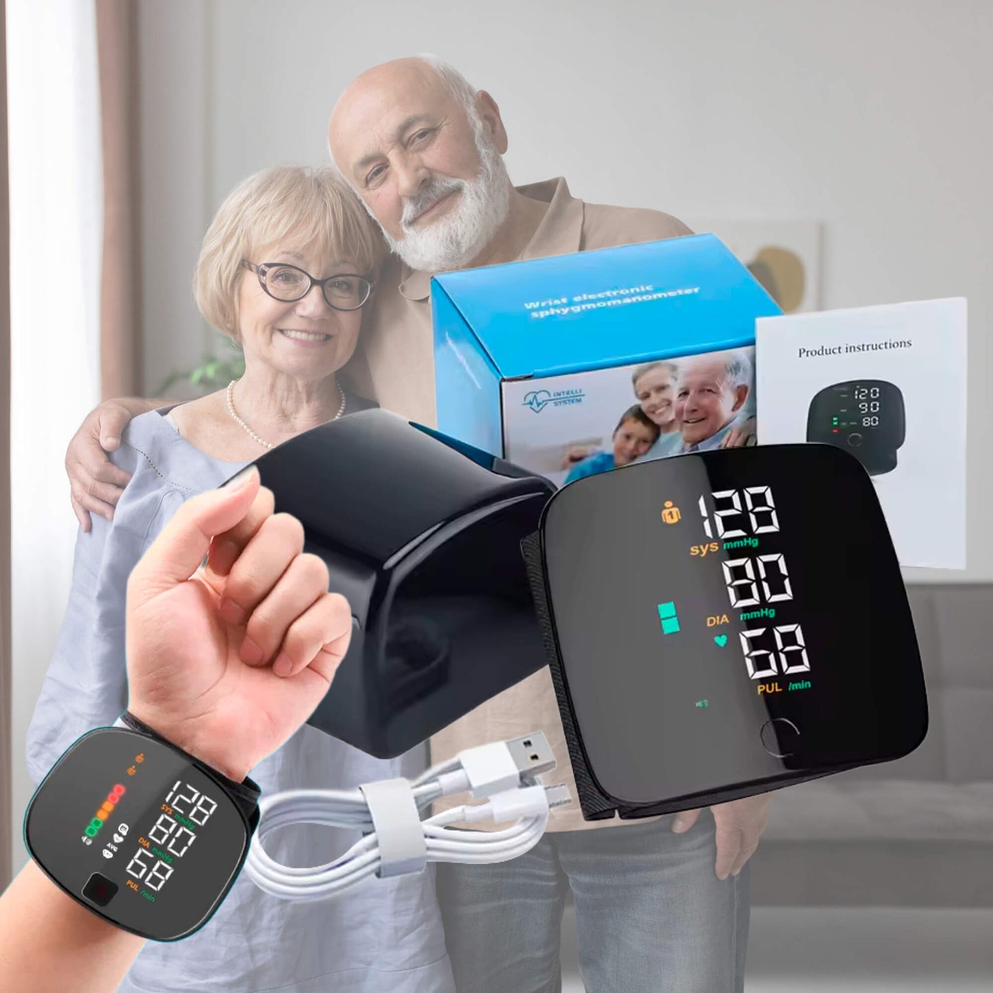Tensiomètre intelligent au poignet, électronique portable avec alertes vocales