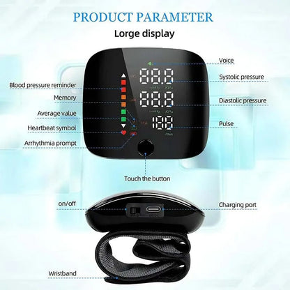 Tensiomètre intelligent au poignet, électronique portable avec alertes vocales
