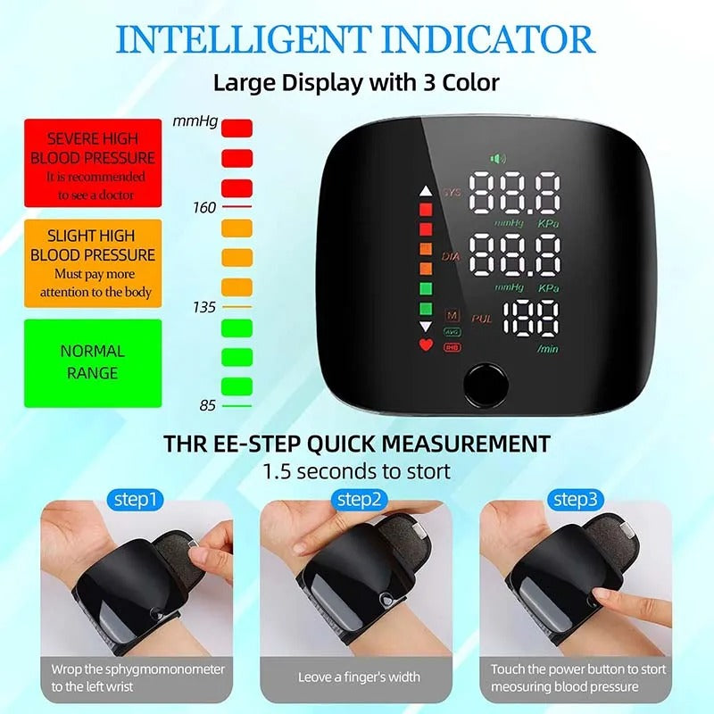 Tensiomètre intelligent au poignet, électronique portable avec alertes vocales