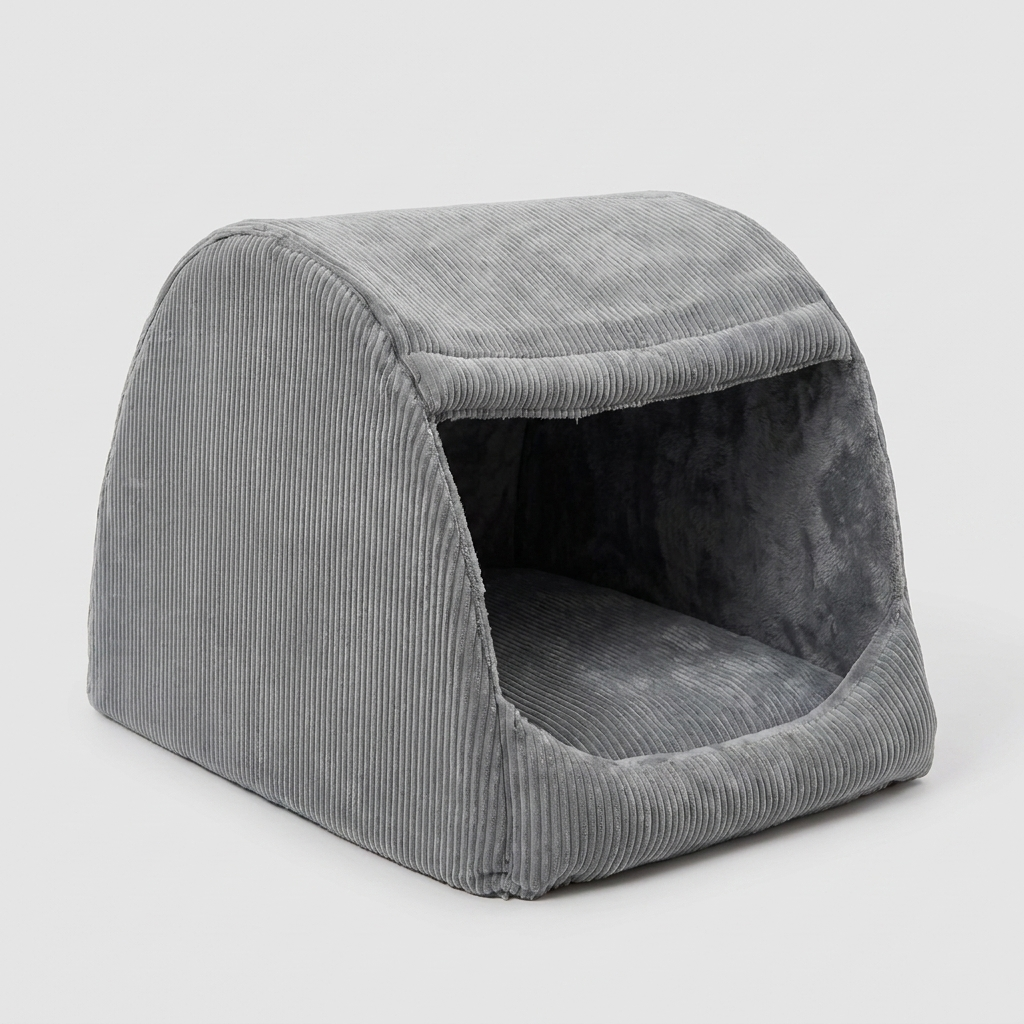 Tente-lit semi-fermée en flanelle chaude amovible pour grand chien