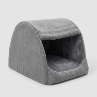 Tente-lit semi-fermée en flanelle chaude amovible pour grand chien