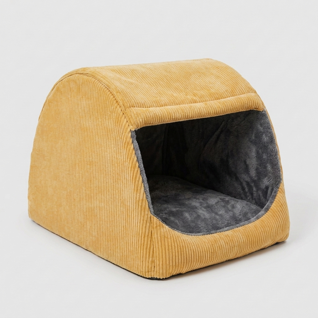 Tente-lit semi-fermée en flanelle chaude amovible pour grand chien