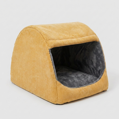 Tente-lit semi-fermée en flanelle chaude amovible pour grand chien