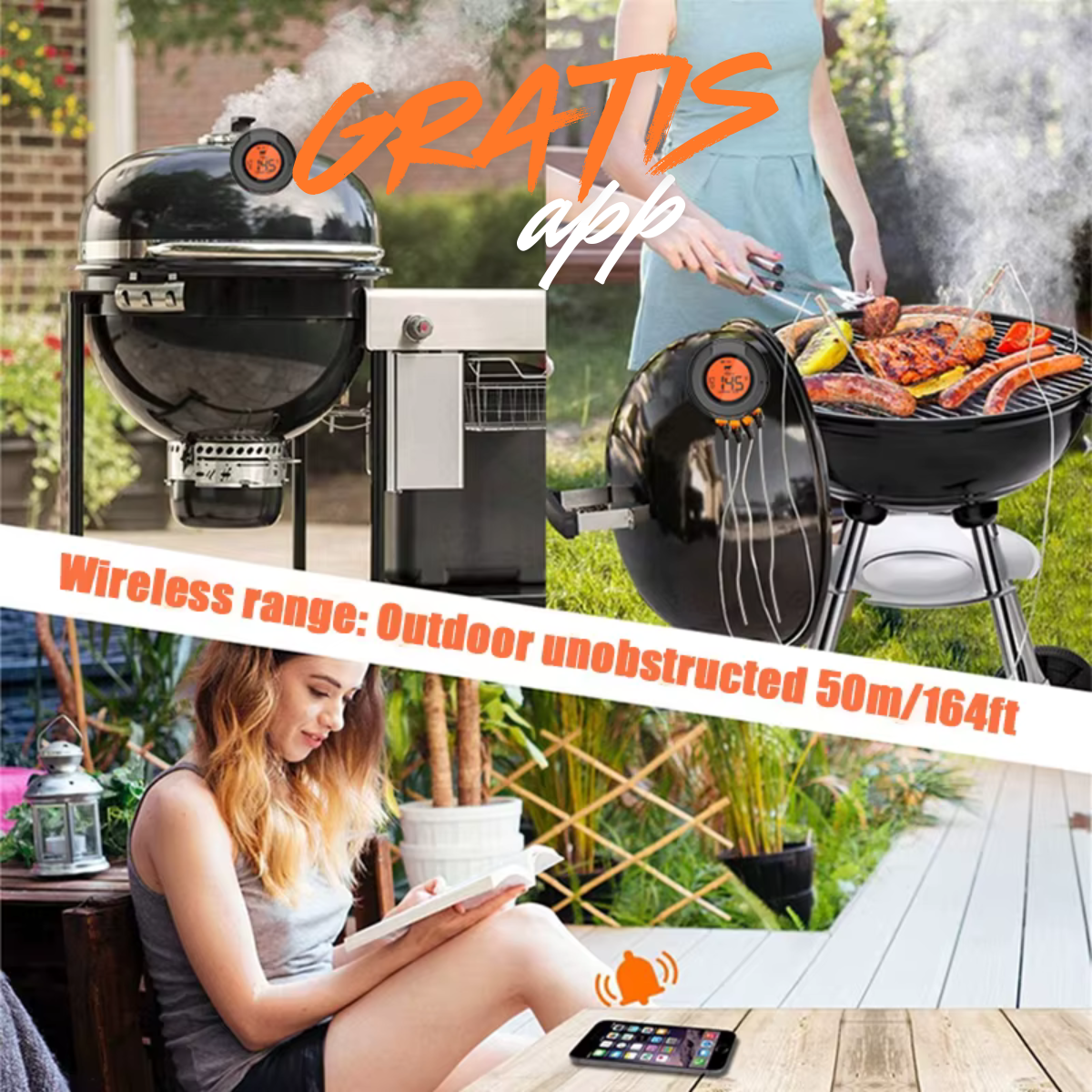 Thermomètre de température pour barbecue avec IA + application mobile gratuite