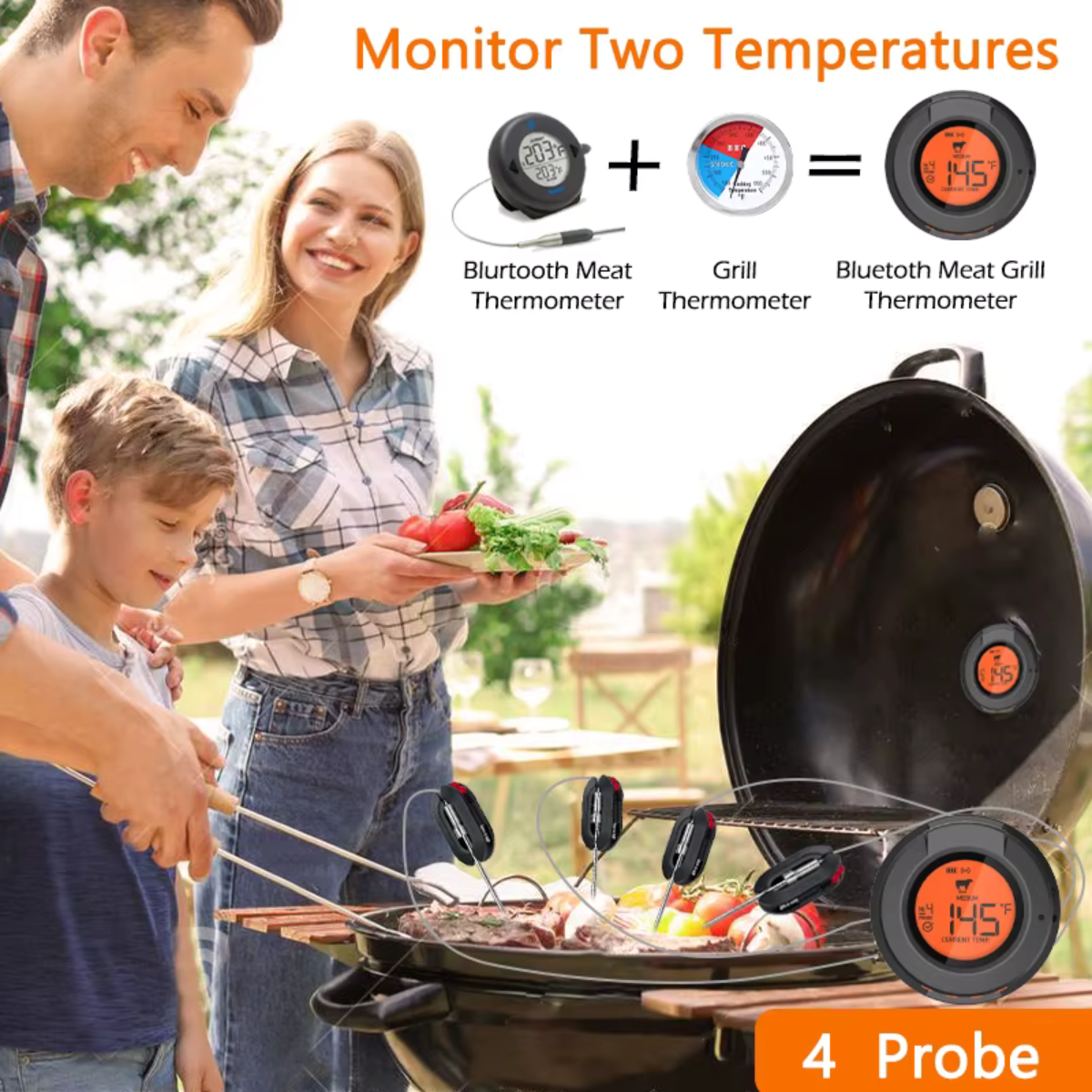 Thermomètre de température pour barbecue avec IA + application mobile gratuite