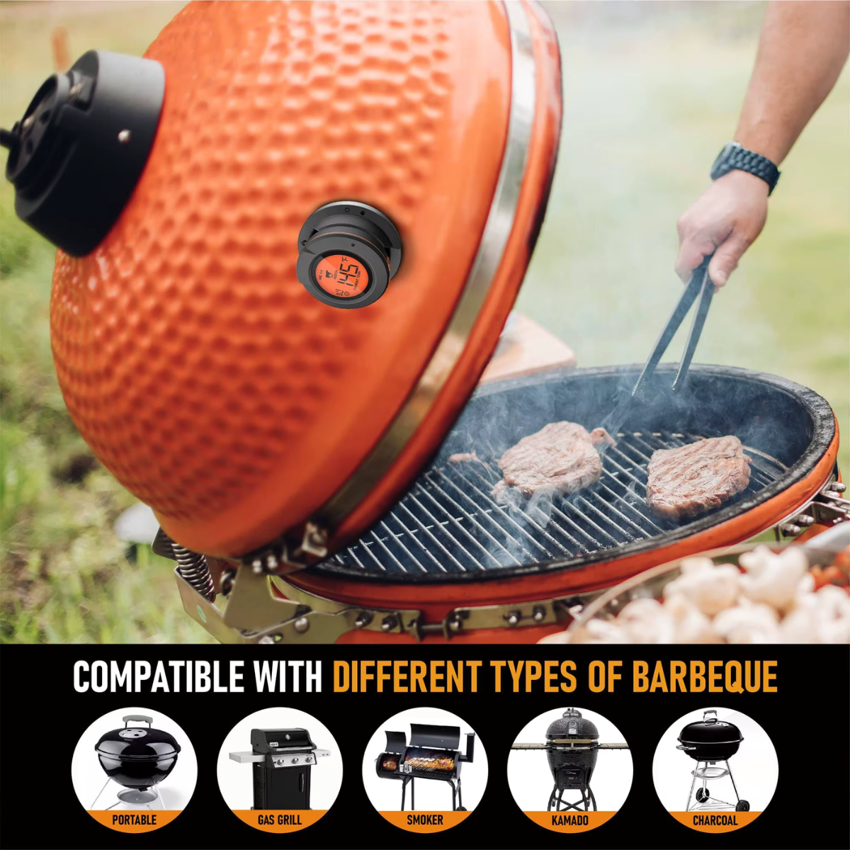 Thermomètre de température pour barbecue avec IA + application mobile gratuite