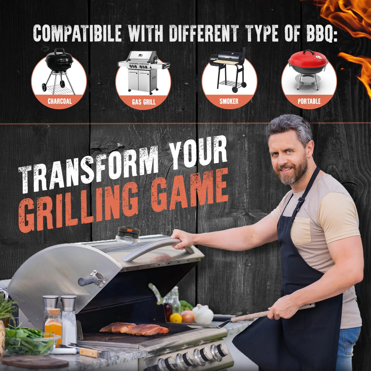 Thermomètre de température pour barbecue avec IA + application mobile gratuite