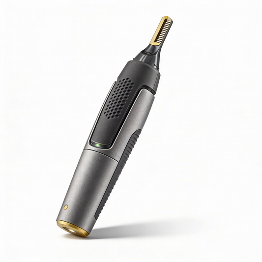 Tondeuse de précision professionnelle ultra-fine | lames en acier inoxydable au titane | éclairage LED intégré | technologie de micro-oscillation | pour le nez, les oreilles et les contours