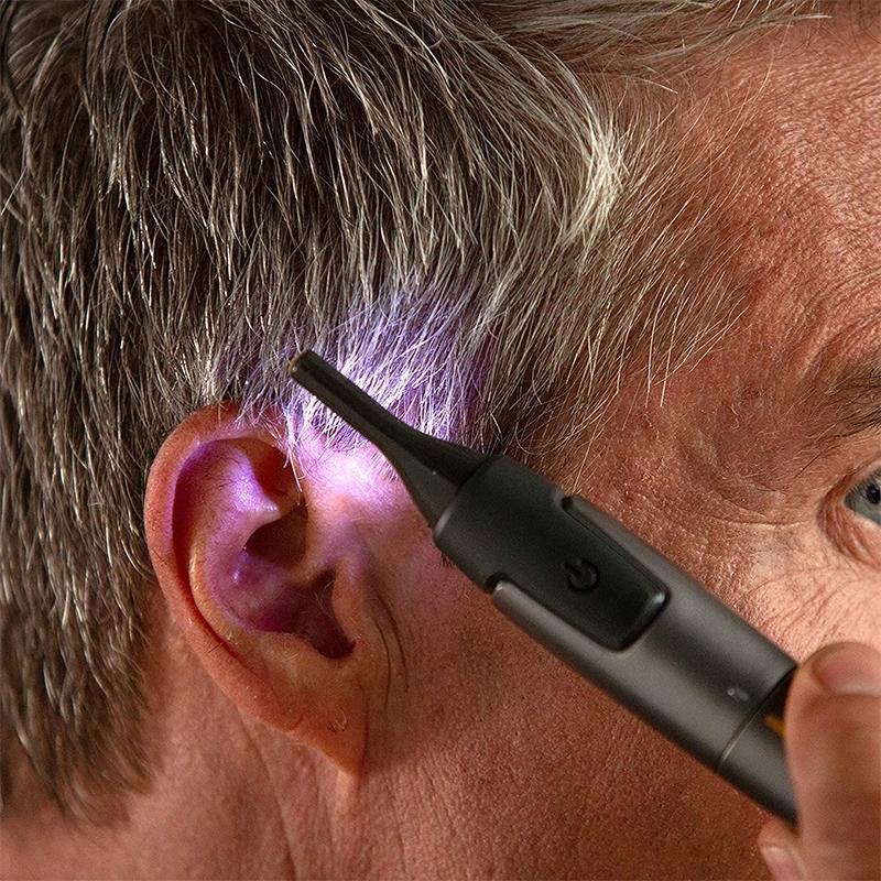 Tondeuse de précision professionnelle ultra-fine | lames en acier inoxydable au titane | éclairage LED intégré | technologie de micro-oscillation | pour le nez, les oreilles et les contours