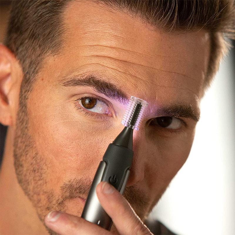 Tondeuse de précision professionnelle ultra-fine | lames en acier inoxydable au titane | éclairage LED intégré | technologie de micro-oscillation | pour le nez, les oreilles et les contours