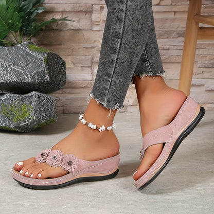 Tongs orthopédiques femme avec détail de fleur
