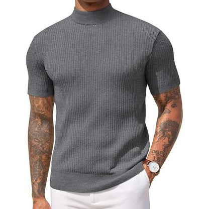 Top en maille côtelée à col montant pour homme