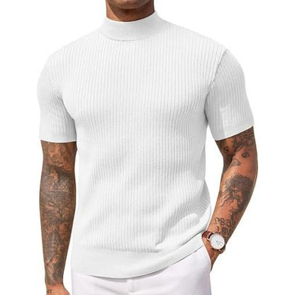 Top en maille côtelée à col montant pour homme