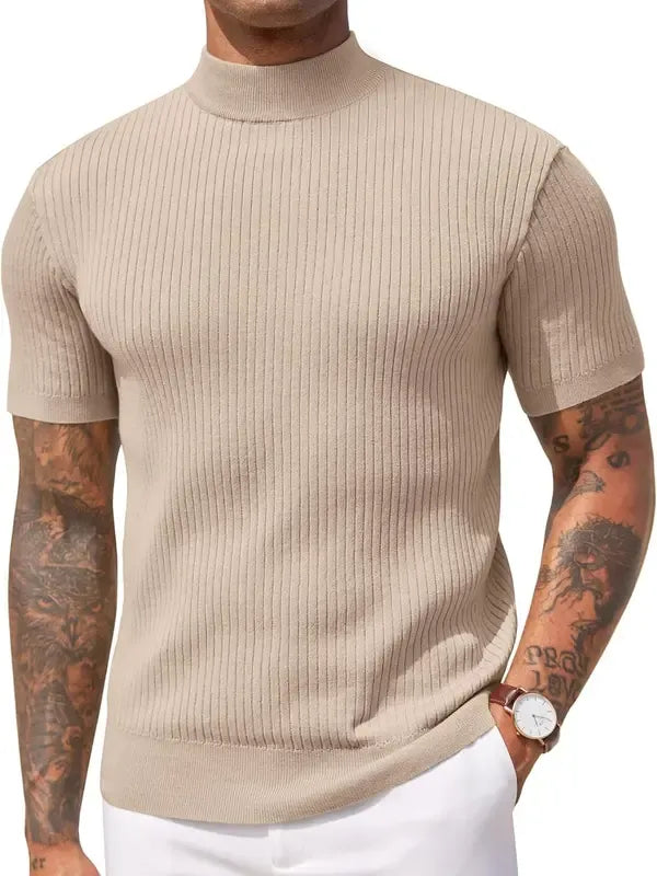 Top en maille côtelée à col montant pour homme