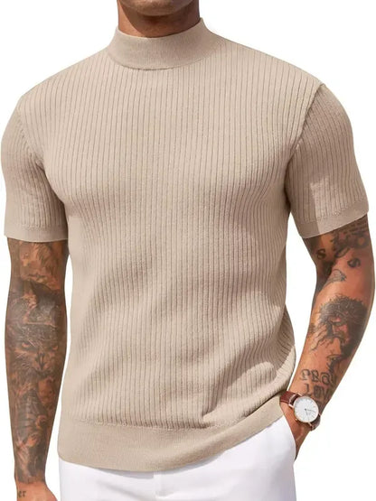 Top en maille côtelée à col montant pour homme