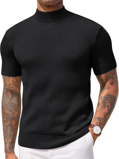 Top en maille côtelée à col montant pour homme