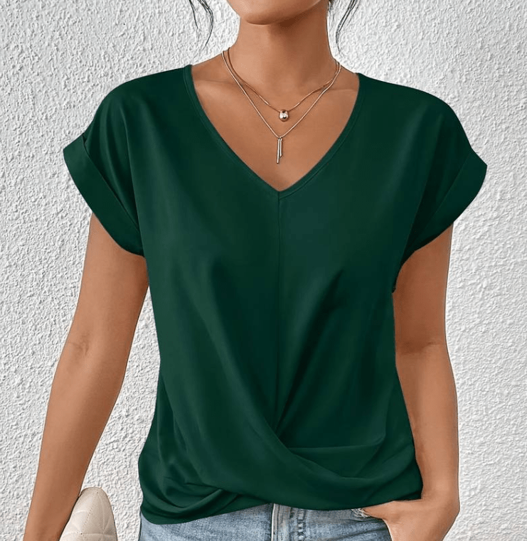 Top femme à col en V effet ventre plat
