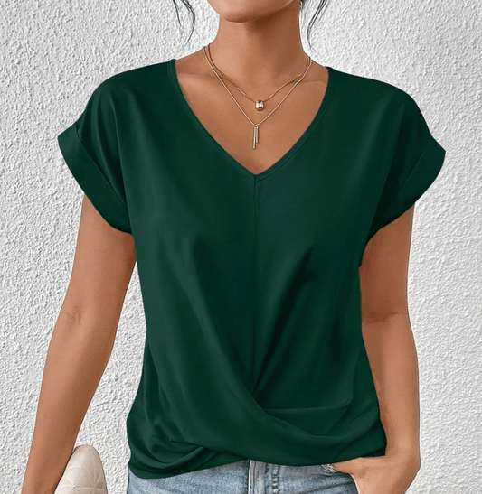 Top femme à col en V effet ventre plat