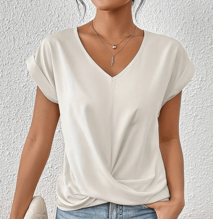 Top femme à col en V effet ventre plat