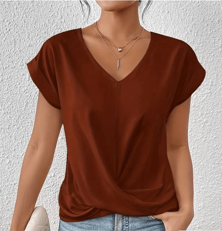 Top femme à col en V effet ventre plat