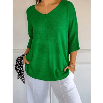Top femme col V manches 3/4