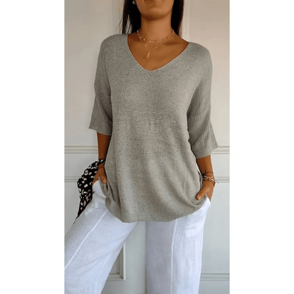 Top femme col V manches 3/4