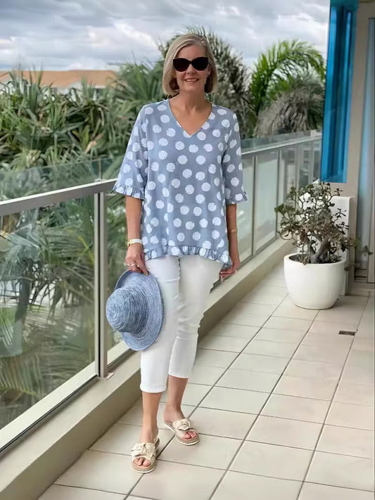 Top imprimé vintage à l’élégance intemporelle pour femme