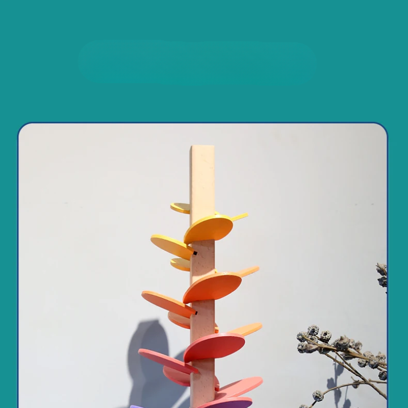 Tour arc-en-ciel en bois interactive pour billes, jouet pour enfants