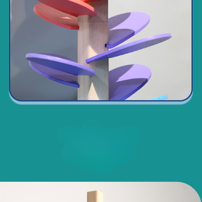 Tour arc-en-ciel en bois interactive pour billes, jouet pour enfants