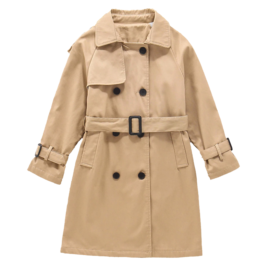 Trench classique marron à manches longues pour enfants