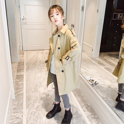 Trench classique marron à manches longues pour enfants